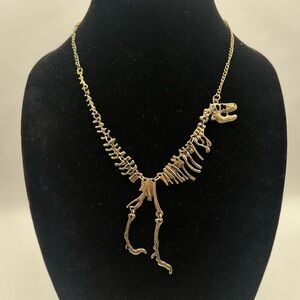 Jane Stone Dinosaur T-Rex Fossil Articulated Skeleton Necklace 16-18.5”
